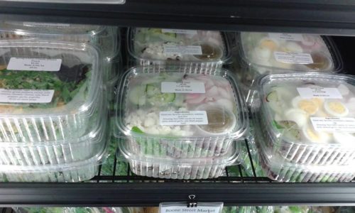 Prepared meals to-go at the market.